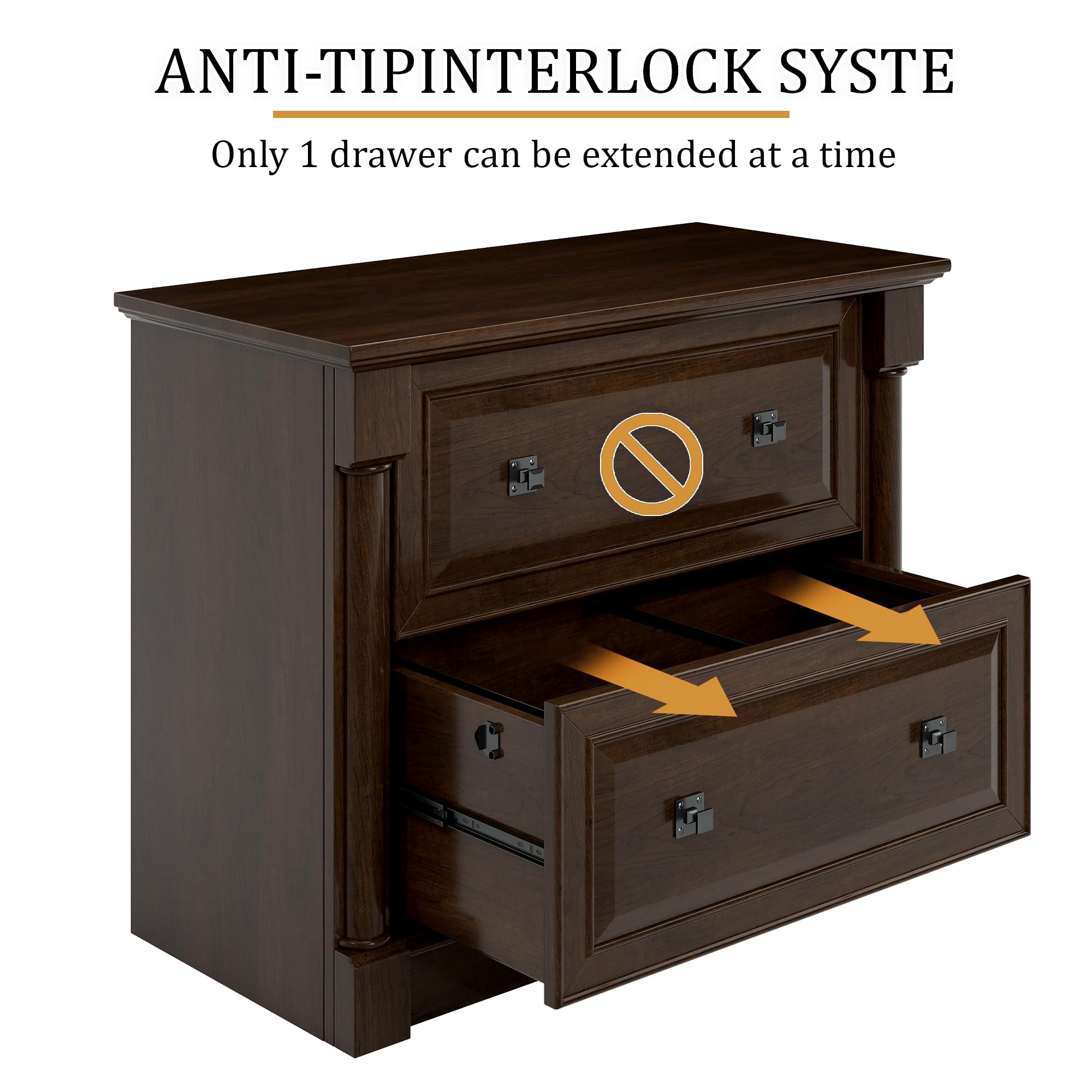 blini 2 Drawer File Cabinet Farmhouse Lateral File Cabinet with Hanging File Folders，Fits Letter/Legal/A4 Sizes, 36.8" Large Wood File Storage Cabinets Printer Stand for Home Office