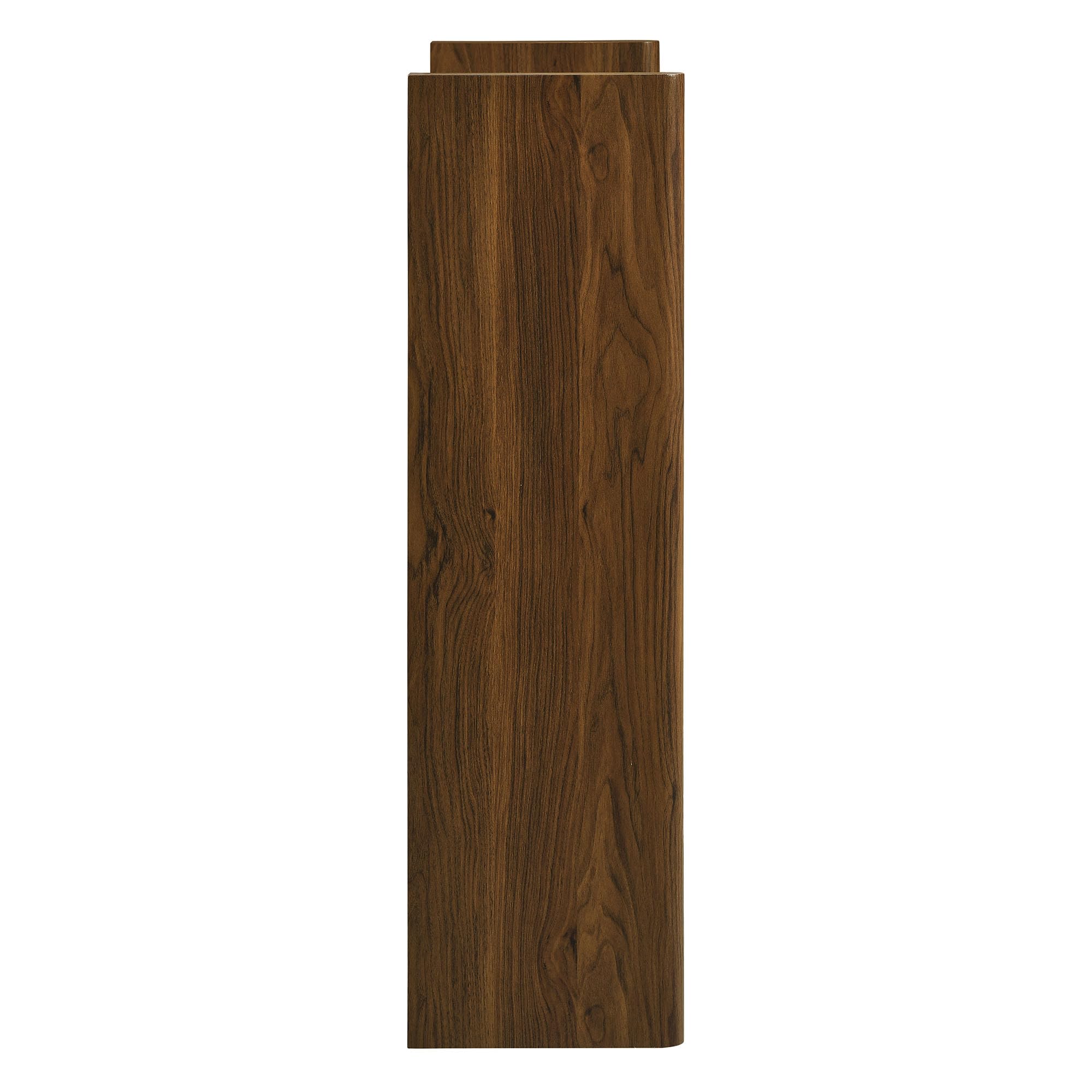 Modway Emric 35 Inch Wave Shoe Storage Cabinet in Walnut – Modern Slatted Front Shoe Rack Cabinet with 2 Flip Drawers for Entryway, Hallway, or Bedroom