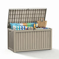 FICARTS Deck Storage Box, Waterproof Outdoor Storage Bin with Lockable Lid, Weatherproof Patio Deck Box for Garden Tools, Pool Supplies & Patio Accessories (Grey,230GAL)