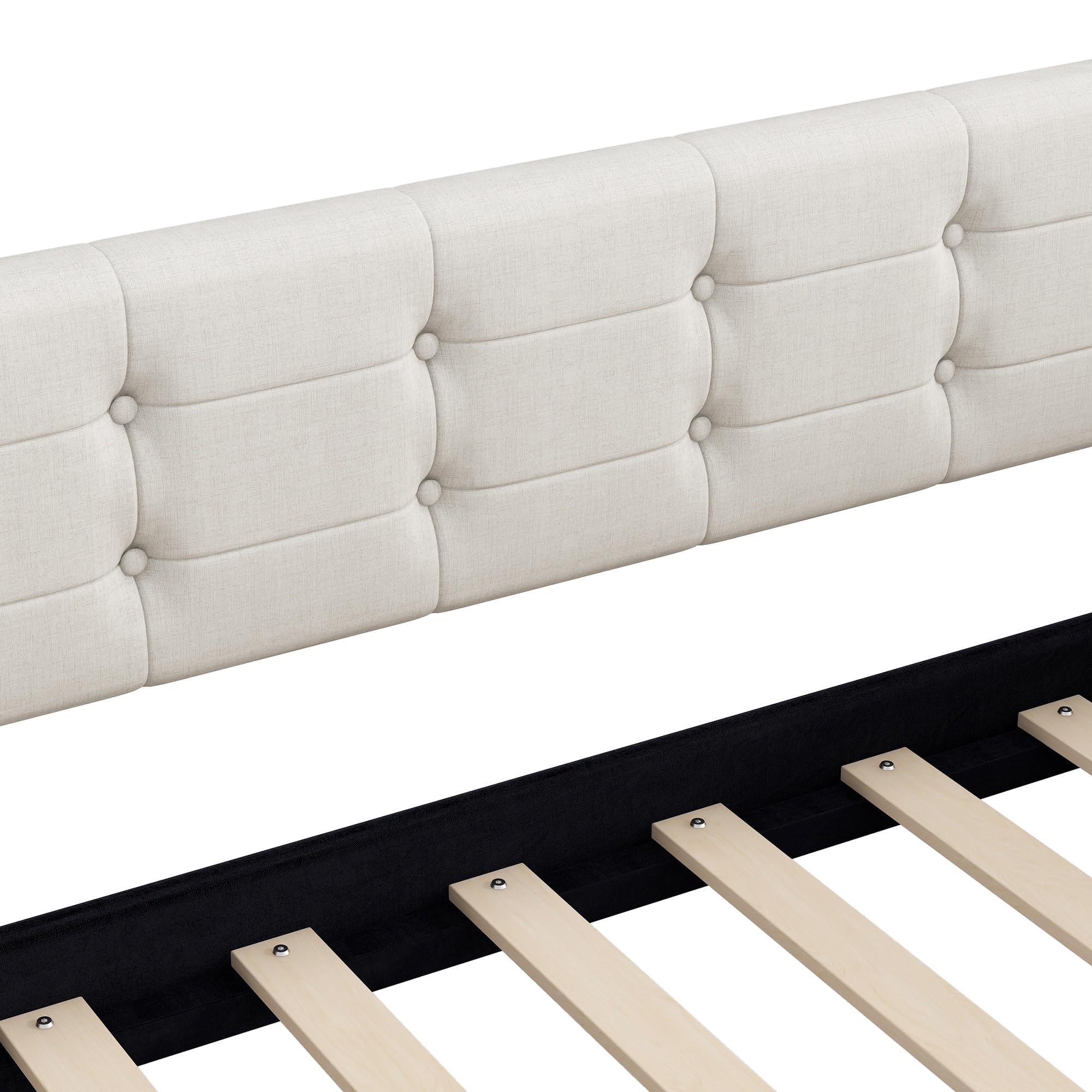 Merax 85" Queen Size Linen Upholstered Daybed with 4 Support Legs,Beige