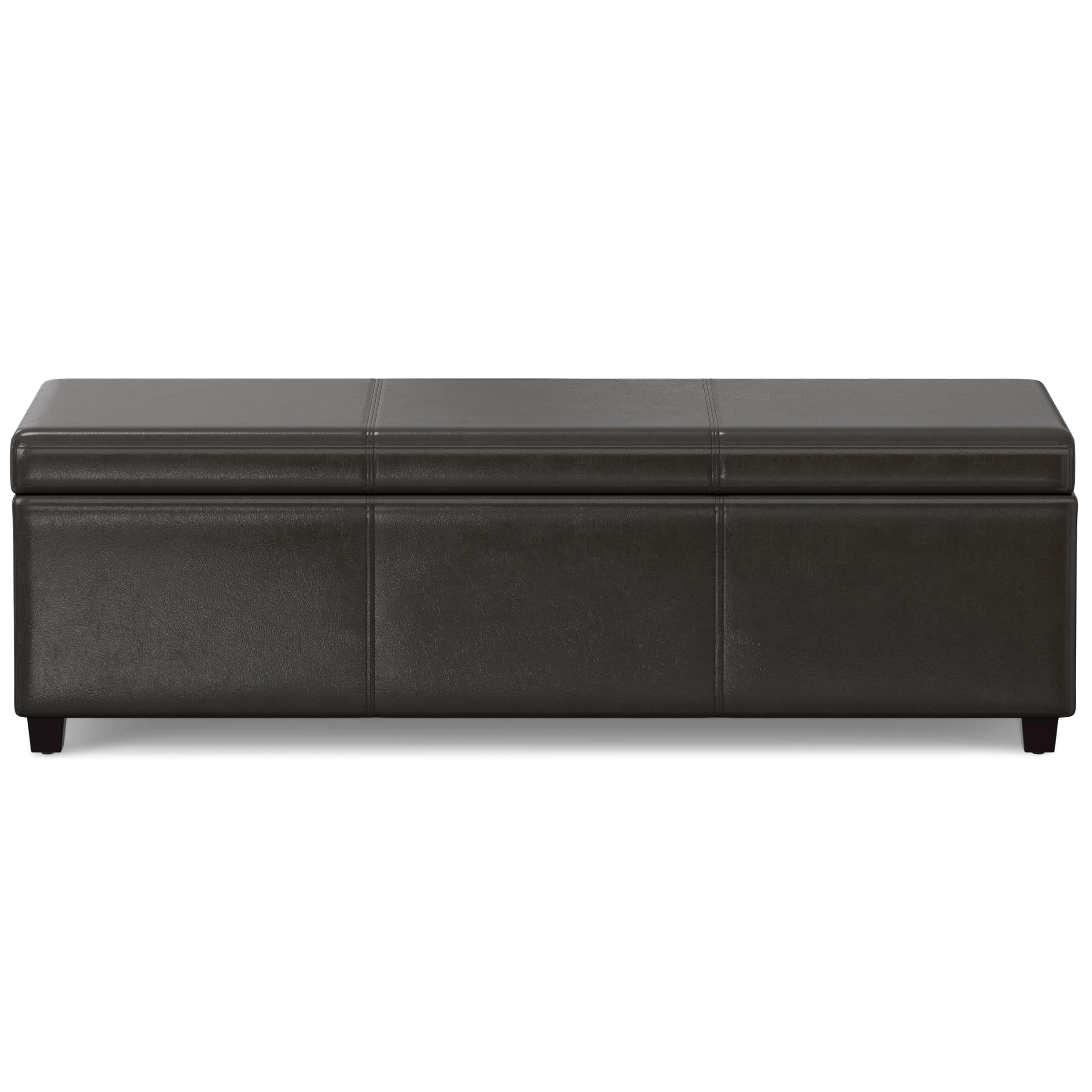SIMPLIHOME Avalon Extra Large Storage Ottoman Bench - 54 inch Wide Upholstered Vegan Leather Rectangular Lift-Top Ottoman in Tanners Brown, Contemporary Bench for Living Room with Hidden Storage
