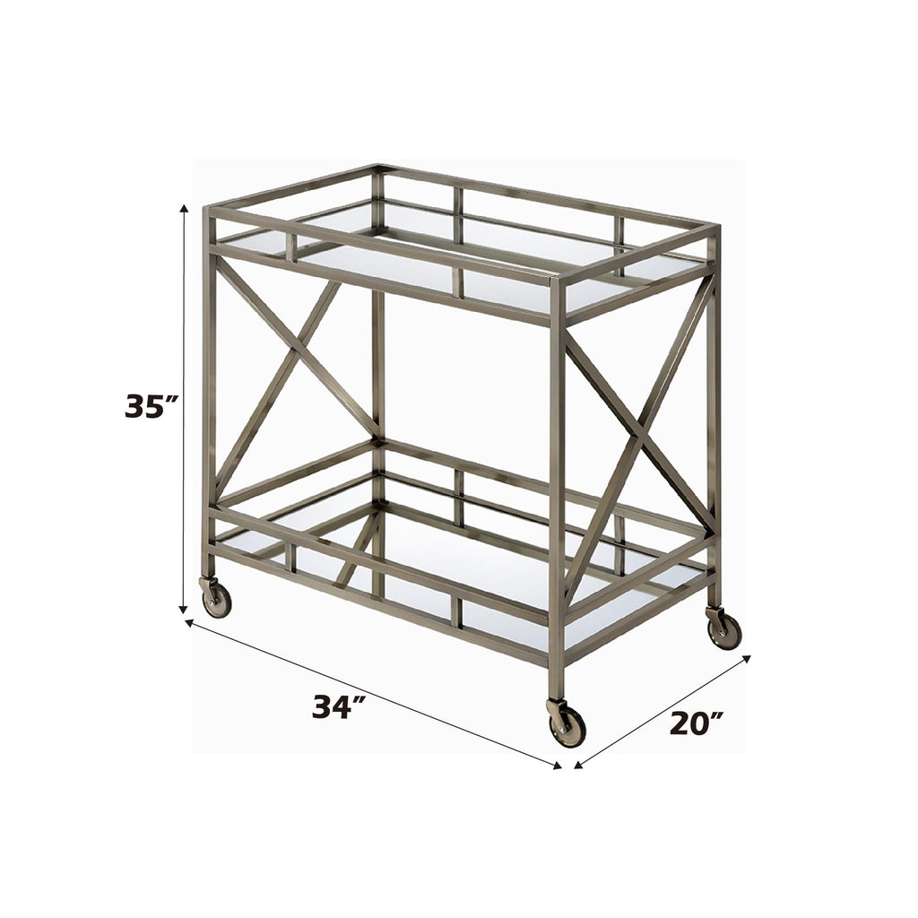 Mirrored Antique Gold Serving Cart