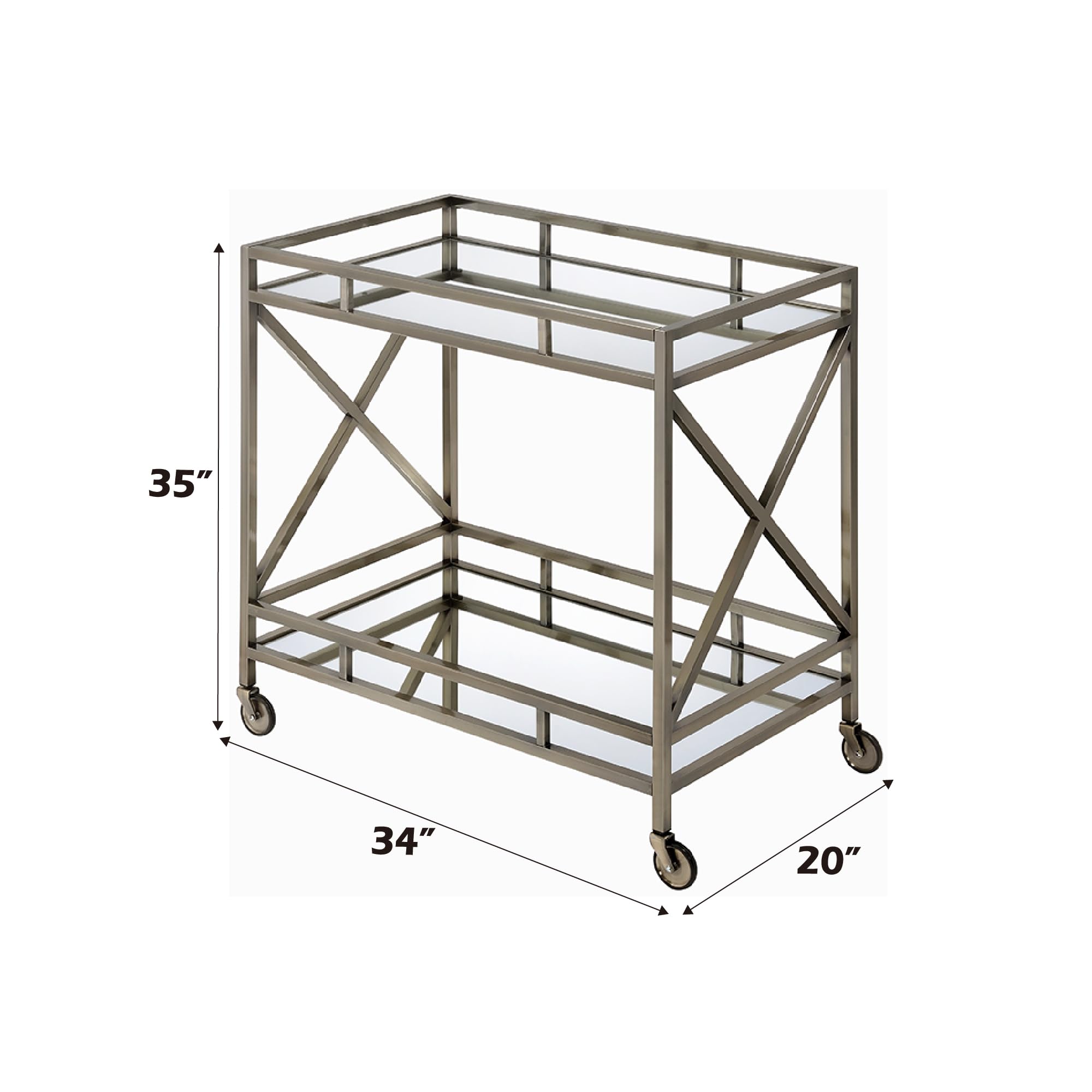 Mirrored Antique Gold Serving Cart