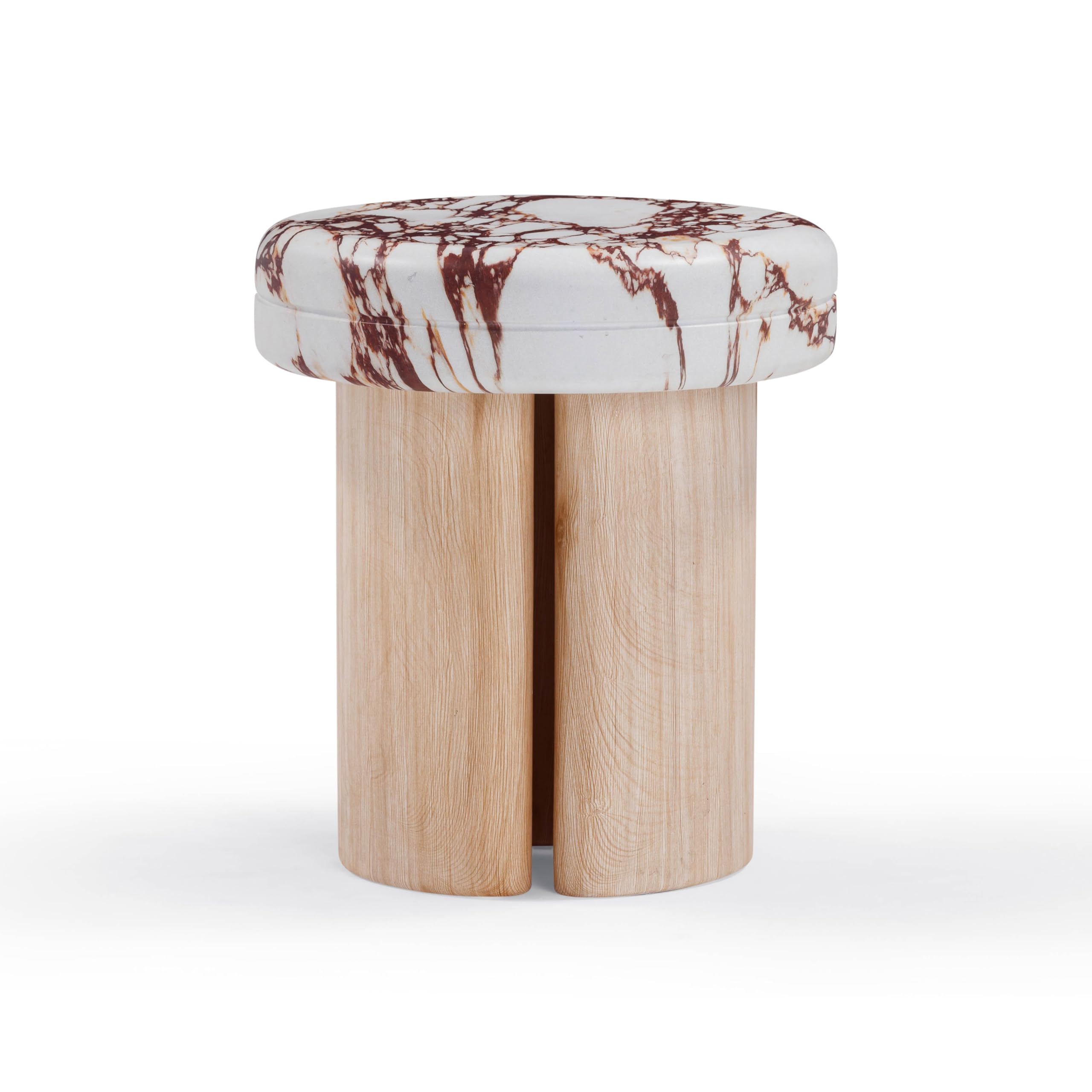 Tov Furniture Sheila Wood and Breccia Capraia Textured Concrete Side Table