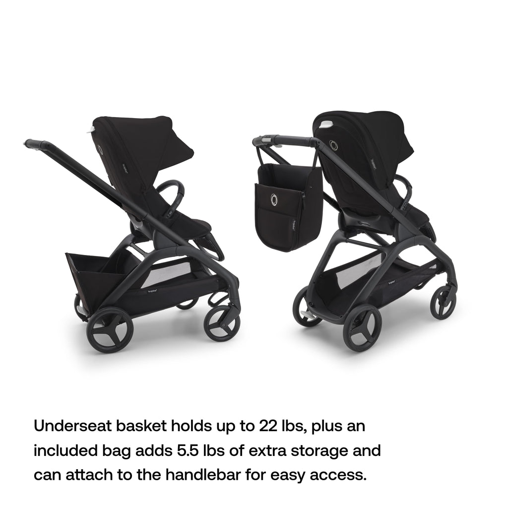 Bugaboo Dragonfly City Stroller - Lightweight Compact Baby Stroller with One Hand Easy Fold in Any Position, Full Suspension, XL Underseat Basket - Midnight Black