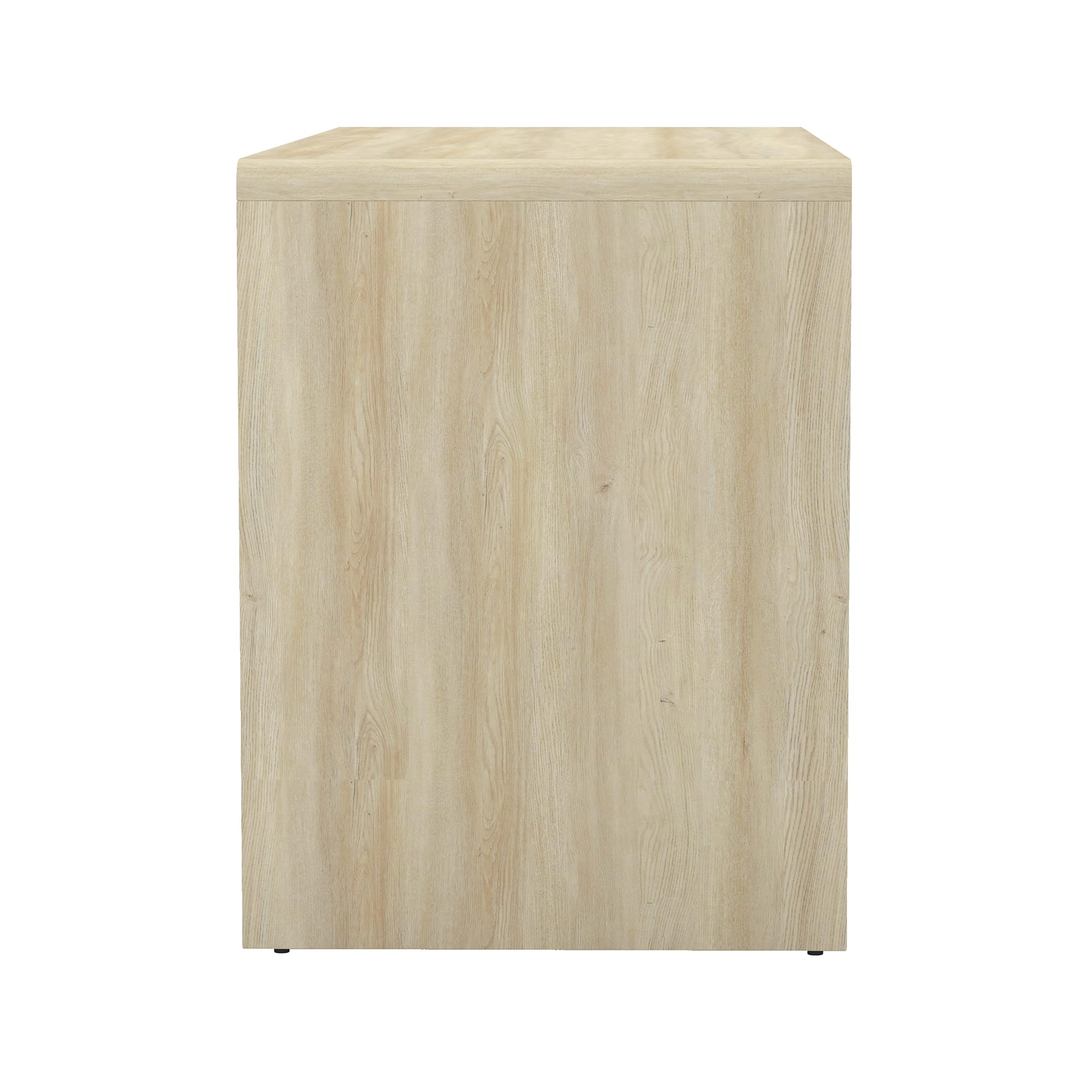 Manhattan Comfort Novara Modern 60" Writing Desk with 2 Smooth-Glide Drawers with Fluted Fronts, Office Desk with Large Work Surface, Stylish Rounded Edges, Whitewashed Oak