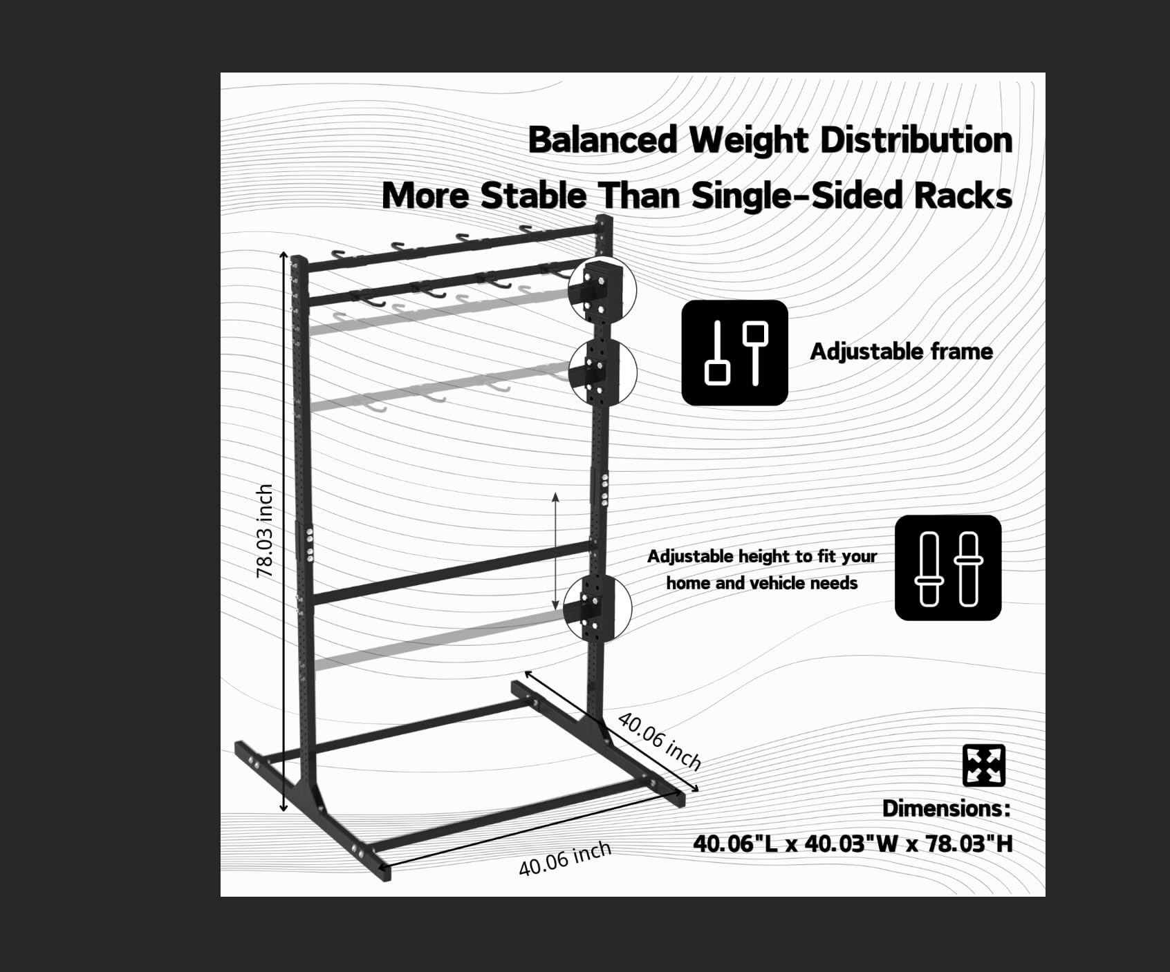 Freestanding Bike Storage Rack for 8 Bikes Heavy Duty Adjustable Bike Rack for Garage Organization & Storage Bike Rack with Hooks for Helmets and Accessories for Road, Mountain & Hybrid Bicycles