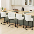 SAECKBERG Swivel Counter Height Bar Stools Set of 4, 26" H Modern Bar Stools for Kitchen Island Counter, Upholstered Barstools with Backs, Counter Height Chairs （White, Faux Leather）