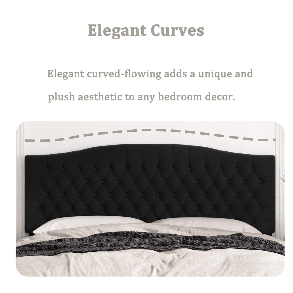 Befurtori King Headboard Only, Upholstered Headboard King for Adjustable Bed Velvet Tufted Wall Mounted Head Board with Solid Wood Legs Head Board, Black