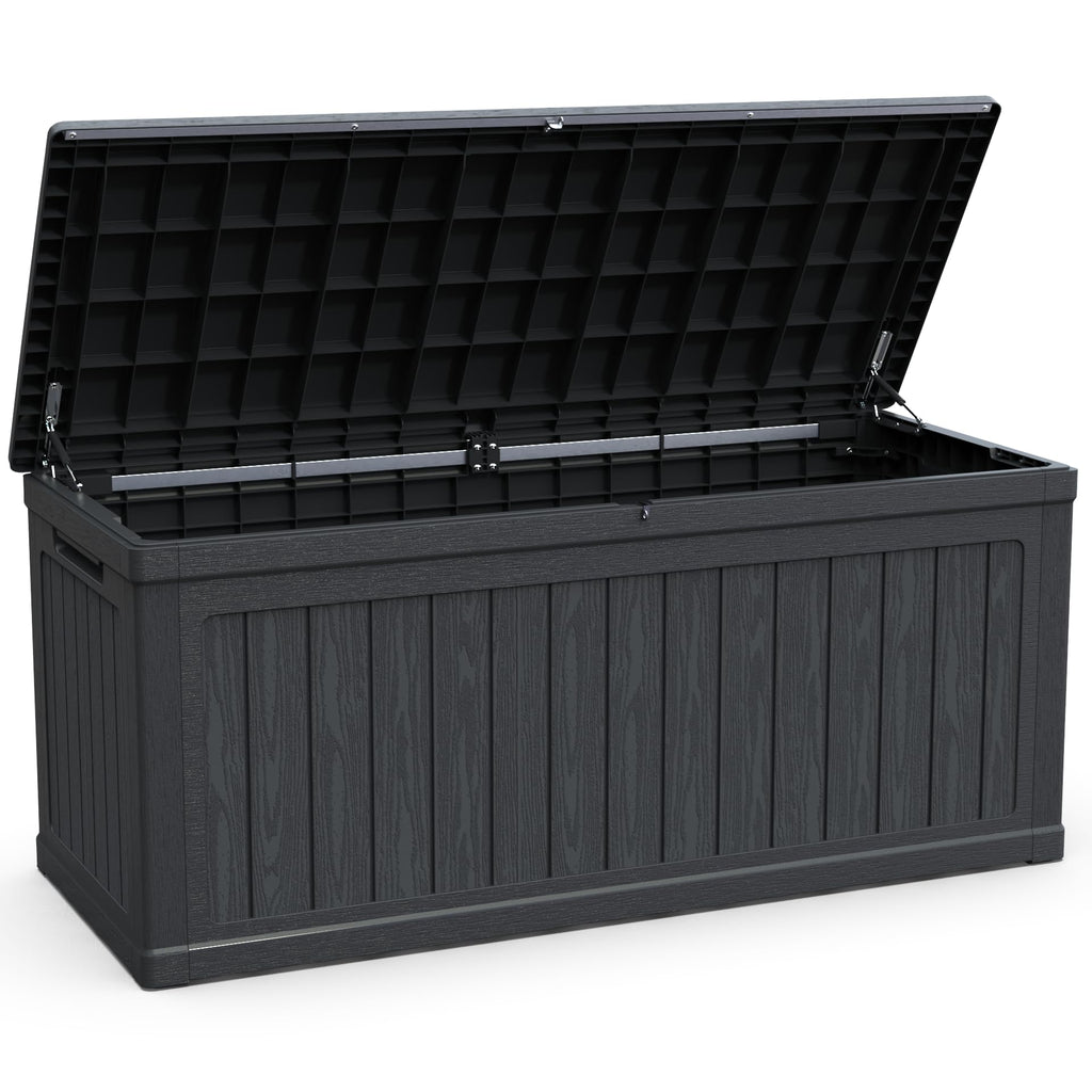 BLUECC Outdoor Deck Box Waterproof, Extra Large Plastic Patio Storage Cabinet with Lockable Black 68"*32"*34"