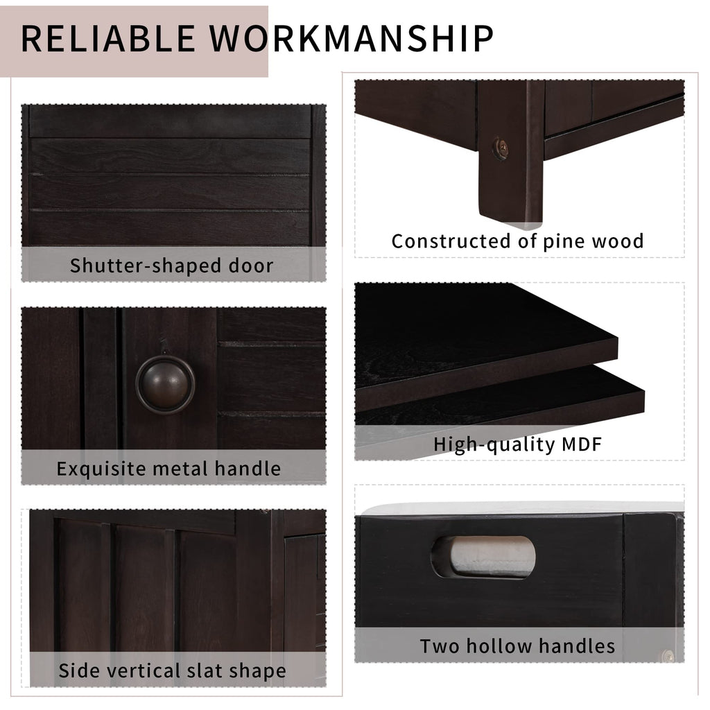 Entryway Bench, Storage Bench with 3 Shutter-Shaped Doors and Flip-Open Storage Box, Shoe Bench with Adjustable Shelves and Removable Seat Cushion, Shoe Rack for Hallway, Living Room, Espresso.