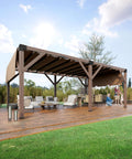 PeakPursuit Durable Cedar Wood Pergola with Retractable Canopy – 12 x 20 ft Sturdy Outdoor Patio Structure, Rot-Resistant, Modern Reddish-Brown Finish – Perfect for Backyard, Deck, Garden – Brown