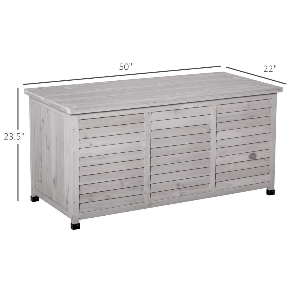 Havemies 75 Gallon Wooden Deck Box, Outdoor Storage Container with Aerating Gap & Weather-Fighting Finish, Grey