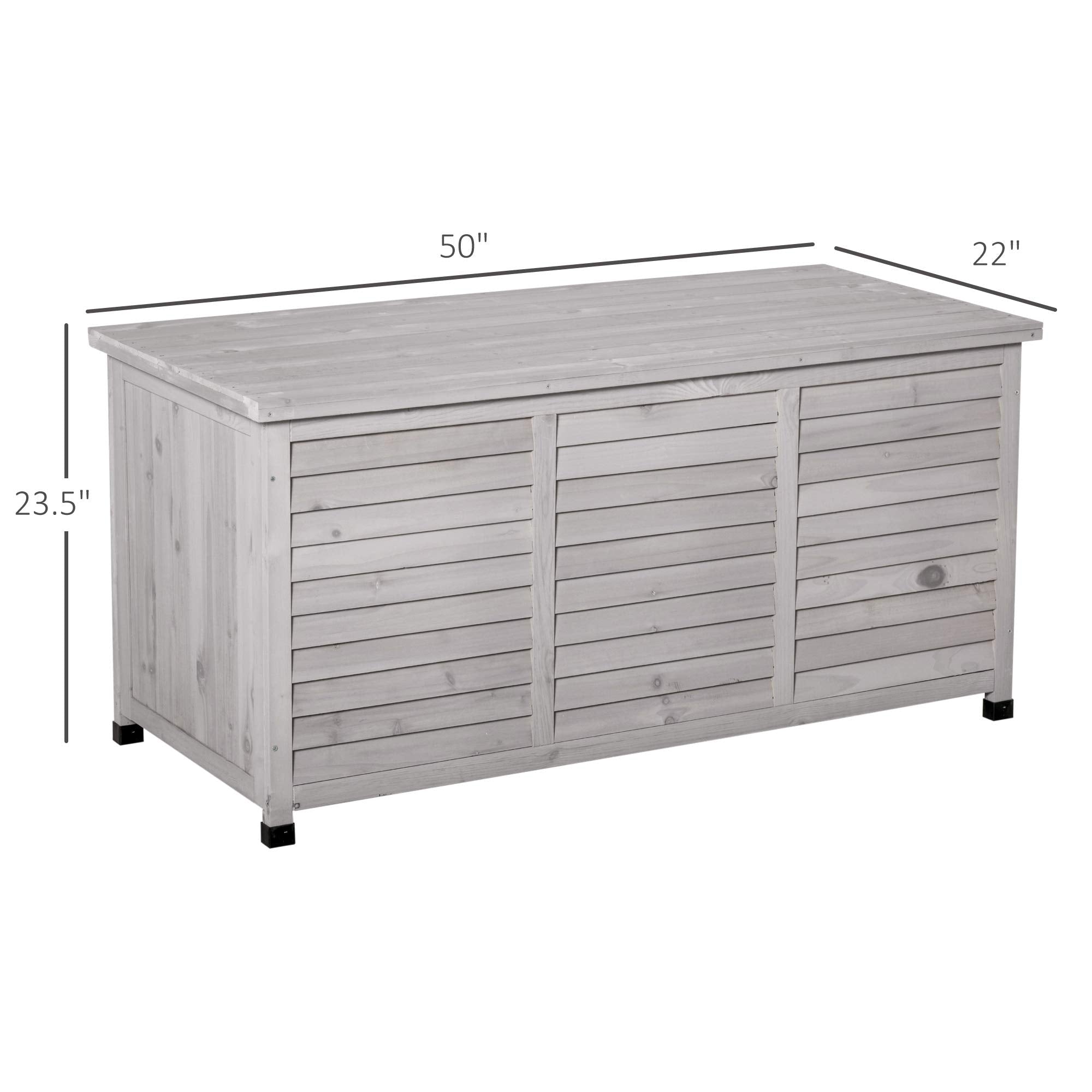 Havemies 75 Gallon Wooden Deck Box, Outdoor Storage Container with Aerating Gap & Weather-Fighting Finish, Grey
