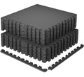 SUPERJARE 0.79'' Extra-Thick Exercise Equipment Mats, 18 Pcs 72 Sq Ft Rubber Top Floor Tiles with High Density EVA Foam, Interlocking Gym Flooring for Home Gym, Workout Mat, Black