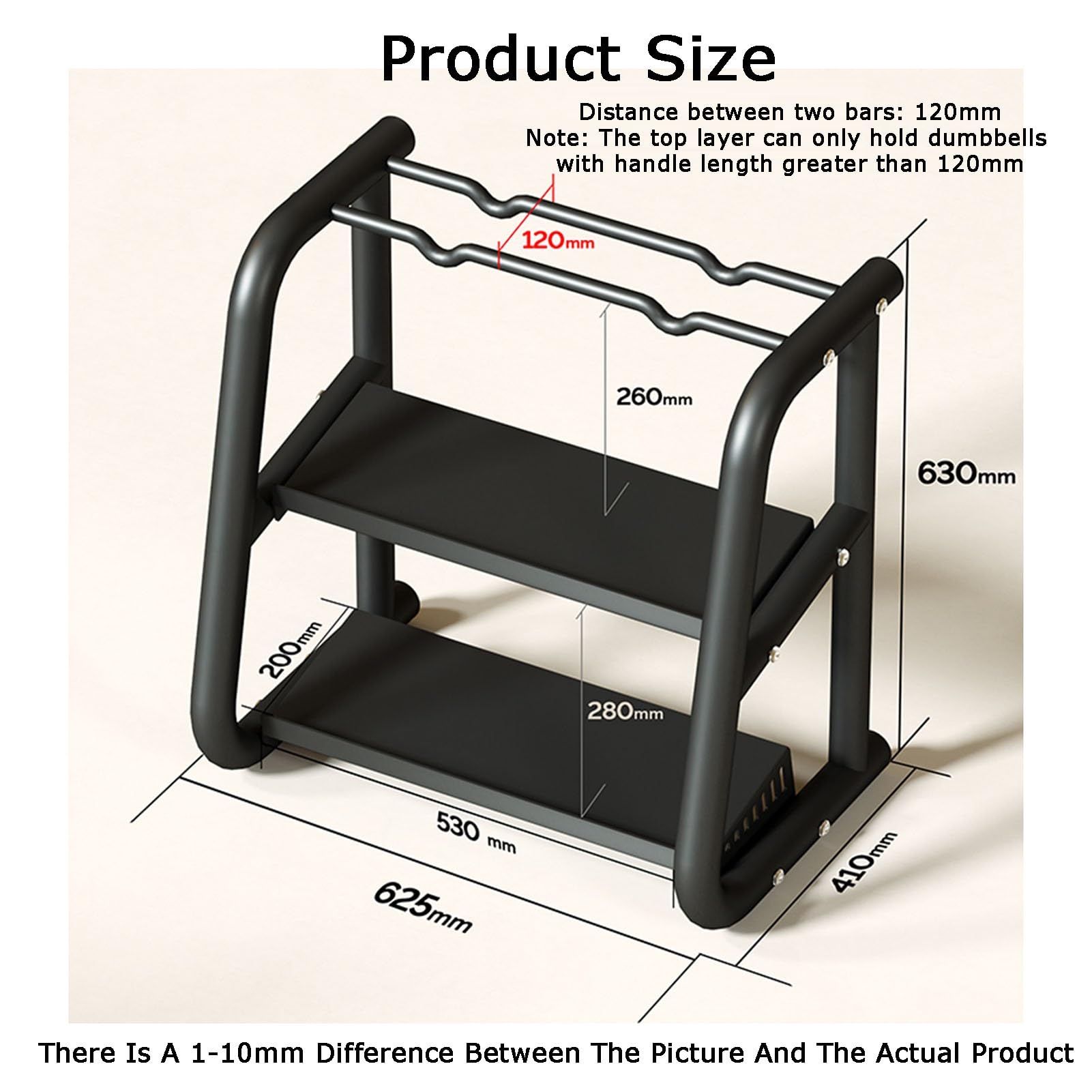 KIYILIHI Dumbbell Rack Stand, 3 Tier Kettlebell Rack, Home Dumbbell Storage Rack Maximum Load Capacity 210kg, for Home Gym Strength Training Weight Training
