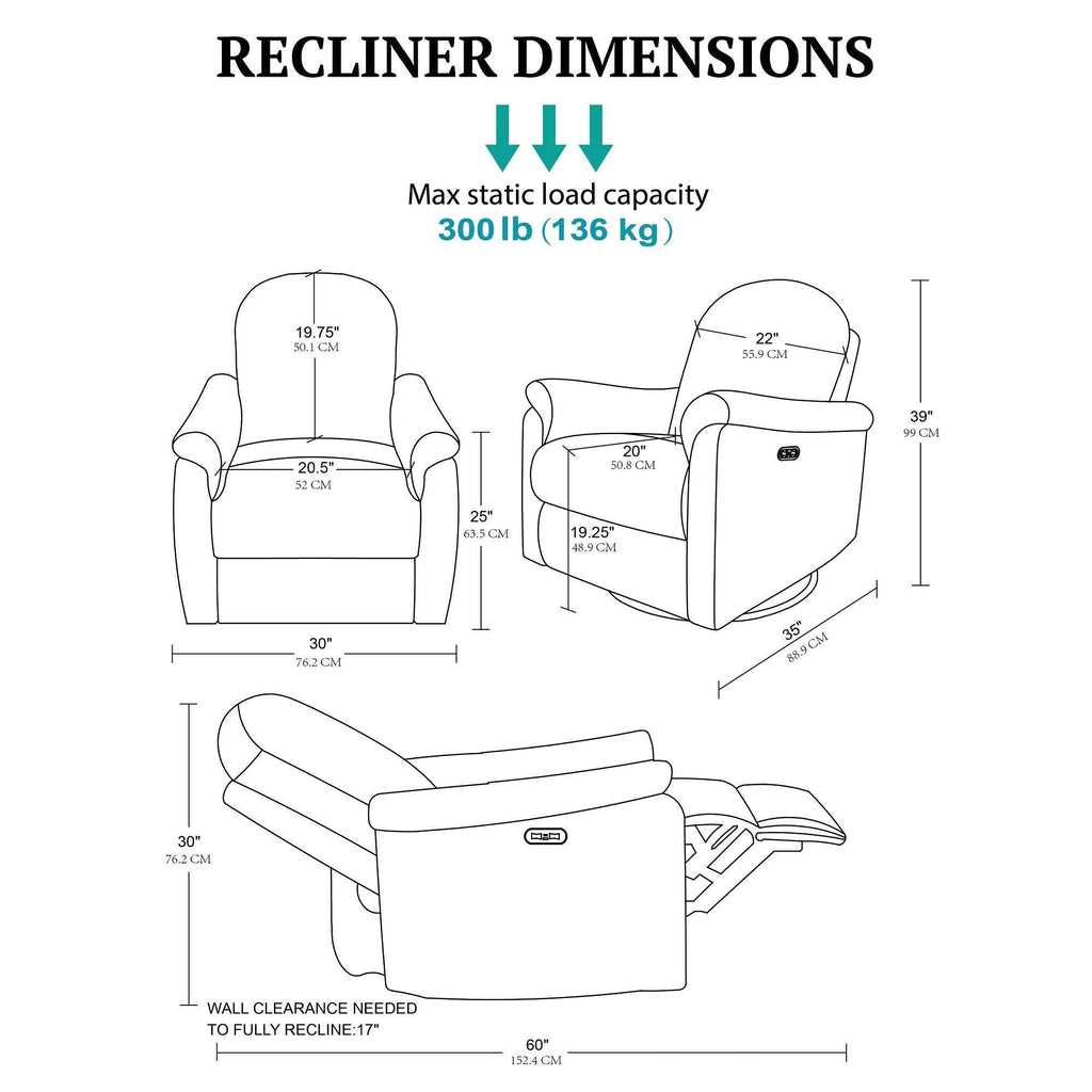 Madison Park Recliner & Rocking Chair: Glider Recliner Nursery Chair for Living Room & Bedroom, Swivel Rocker Recliner with a Rounded Back, Versatile 3-in-1 Accent Chair for Small Spaces, Light Grey