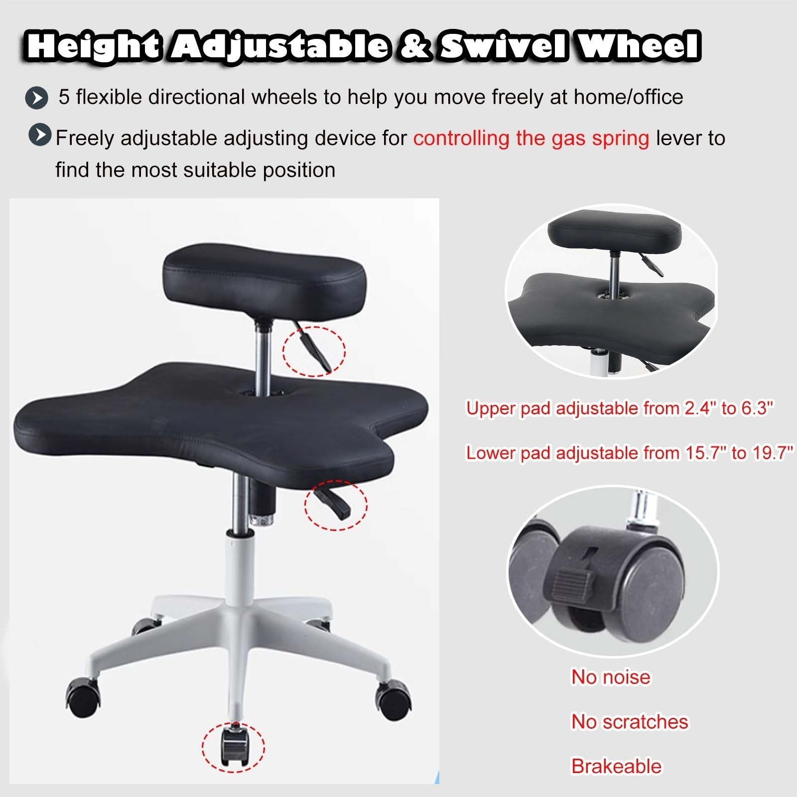 GenSDH Cross Legged Sitting Kneeling Office Chair with Wheels, Meditation Seat for Reducing Back Pain, Ergonomic Posture Corrective Seat - Improve Posture an,Green-One Size