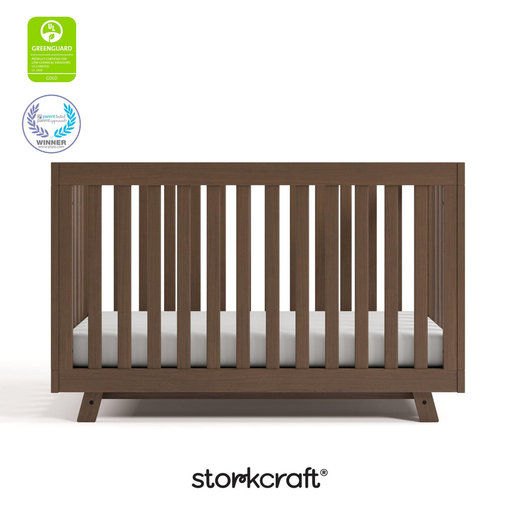 Storkcraft Beckett 3-in-1 Convertible Crib – GREENGUARD Gold Certified, Fits Standard Crib Mattress, Converts to Toddler Bed and Daybed, 4 Mattress Heights, Grow-with-Me Design (Hazelnut)