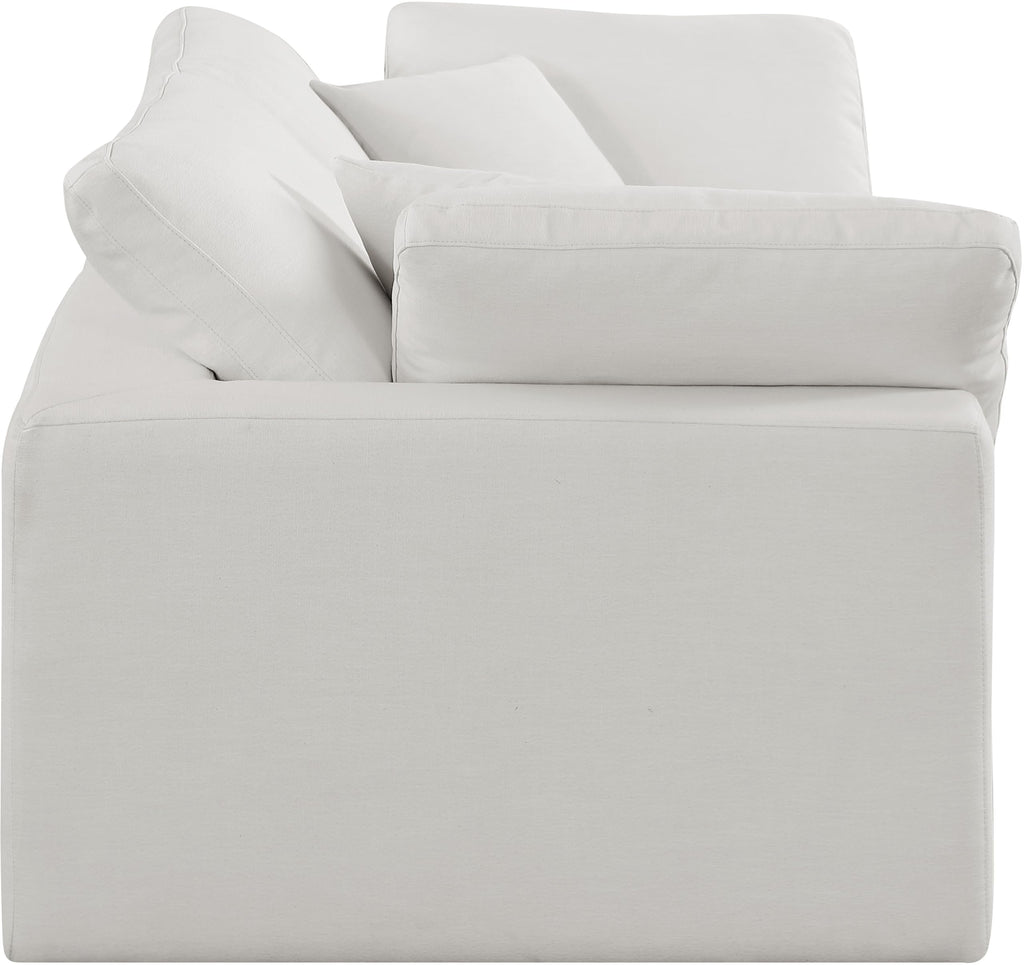 Meridian Furniture 187Cream-S80 Comfy Collection Modern | Contemporary Upholstered Modular Sofa with Cream Linen Textured Fabric Upholstery, Down Feather Cushions, 80" W x 40" D x 34.5" H, Cream