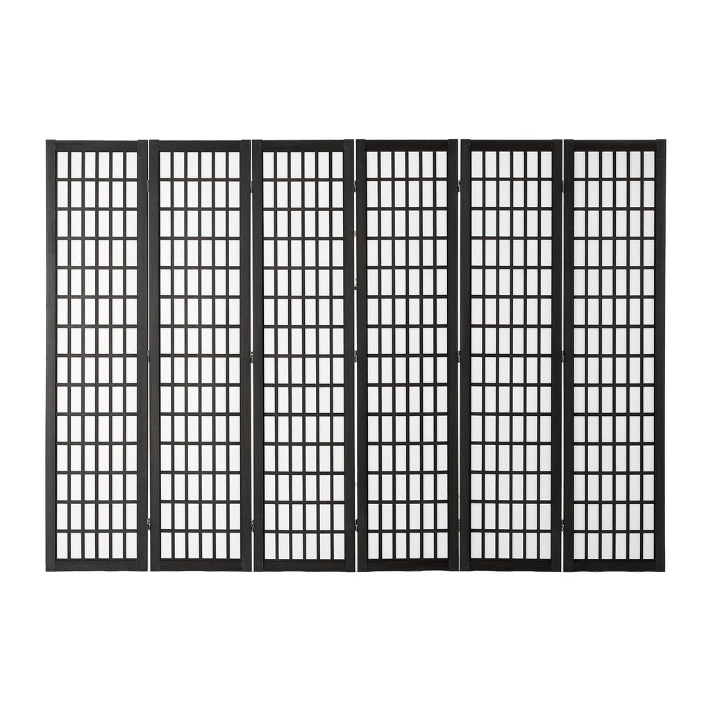 Amacv Room Divider, 6 Panel Japanese Room Divider, Folding Privacy Screen Indoor, Portable Partition Dividers and Decoration Screens, for Room Separation, Home, Office, Restaurant & Bedroom (Black)