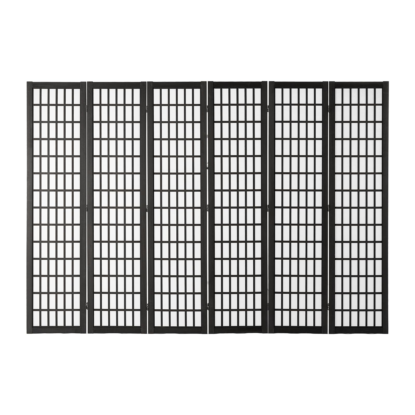 Amacv Room Divider, 6 Panel Japanese Room Divider, Folding Privacy Screen Indoor, Portable Partition Dividers and Decoration Screens, for Room Separation, Home, Office, Restaurant & Bedroom (Black)