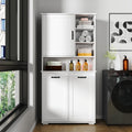 KEIKI 62.99'' H Laundry Cabinet with Doors and shelf, Tilt-Out Laundry Hamper, Multiple Storage Space, Freestanding Style, Open Shelve, Adjustable Shelf, White, (Style C)