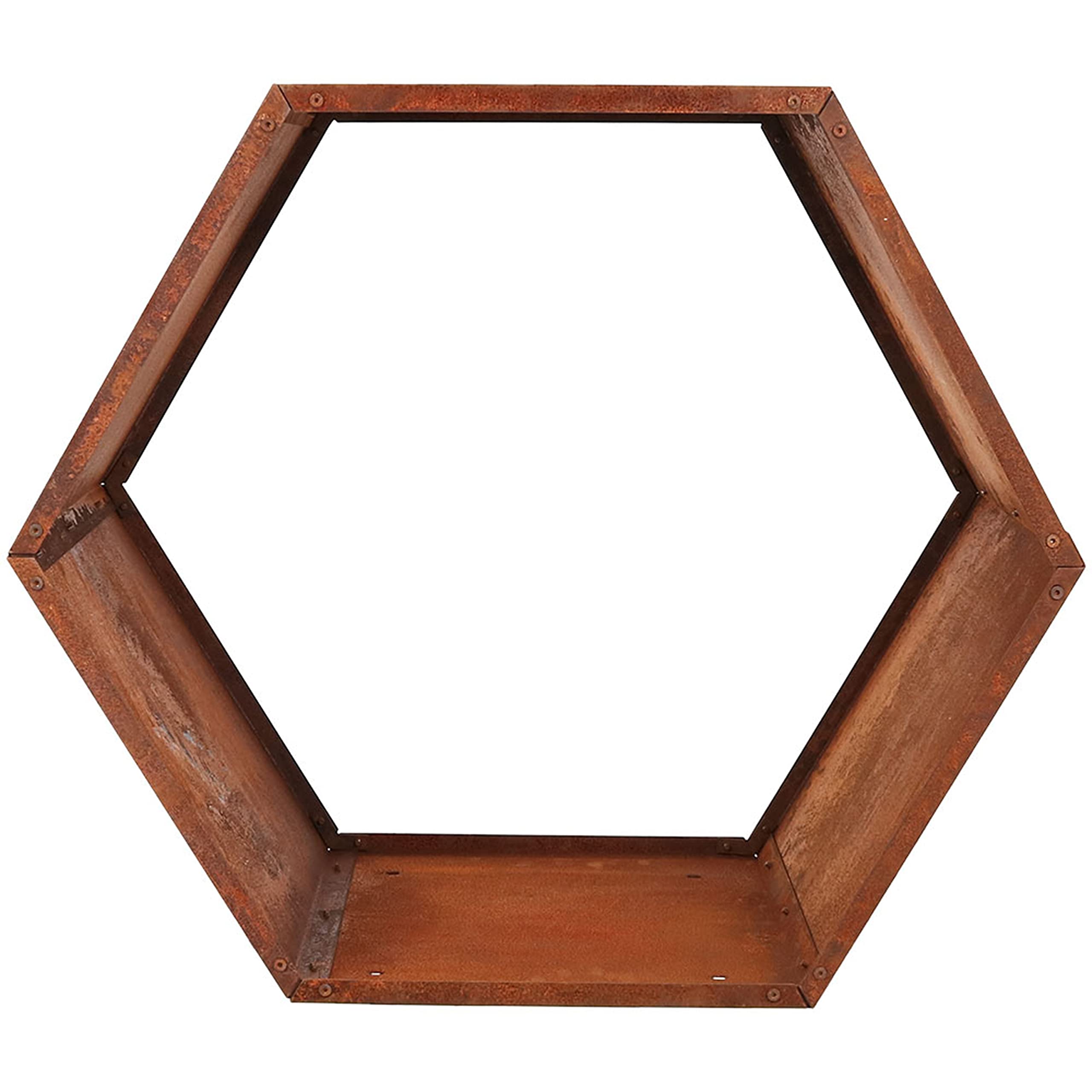 Sunnydaze Outdoor Firewood Rack - Rustic Fire Wood Holder - Sturdy Hexagon Log Holder - Steel Log Rack for Outdoor Firewood Storage