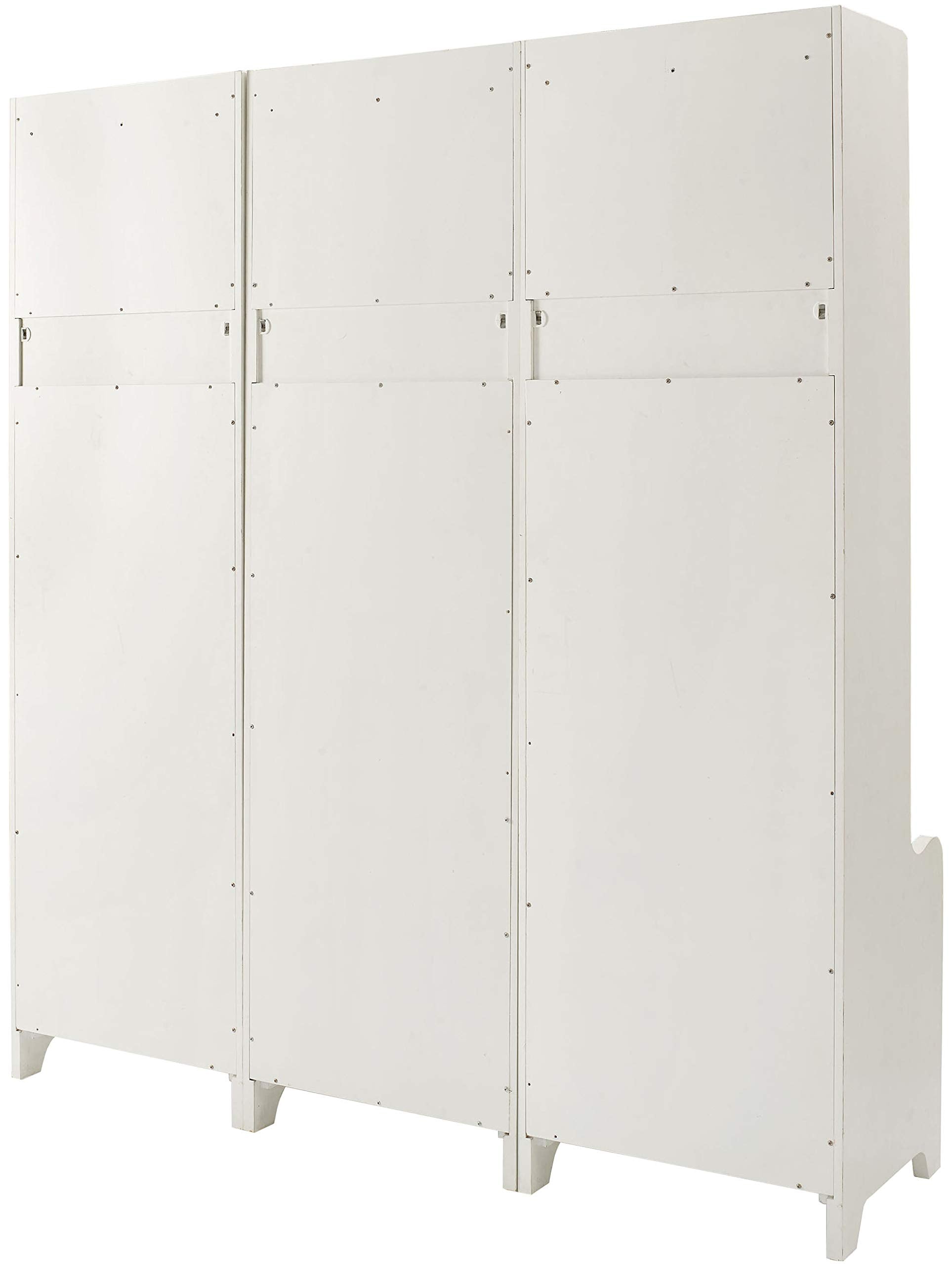 Crosley Furniture Fremont 3-Piece Hall Tree Entryway Set with Storage Cabinets and Coat Rack Hooks, Distressed White