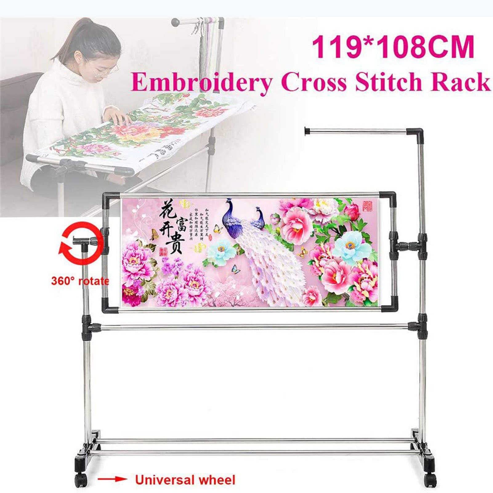 ELUKHT Adjustable Needlework Floor Frame for Art Craft Sewing - Standing Embroidery Lap Table and Cross Stitch Craft Stand, Ideal Holder for Crafting Enthusiasts.