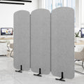 Natwind 3-Panel Office Room Divider, 73.2 x 71 inches Portable Office Partition, Freestanding Folding Privacy Wall for Cubicle & Temporary Indoor Space Separation (Grey)
