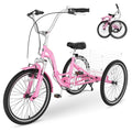 H&ZT Adult Tricycle, 3 Wheeled Bike, Trike Cruiser Bike, with 7-Speed Gear, Parking Brake Handle, Low Step, Large Rear Basket, Elderly Friendly, for Men, Women, and Teens