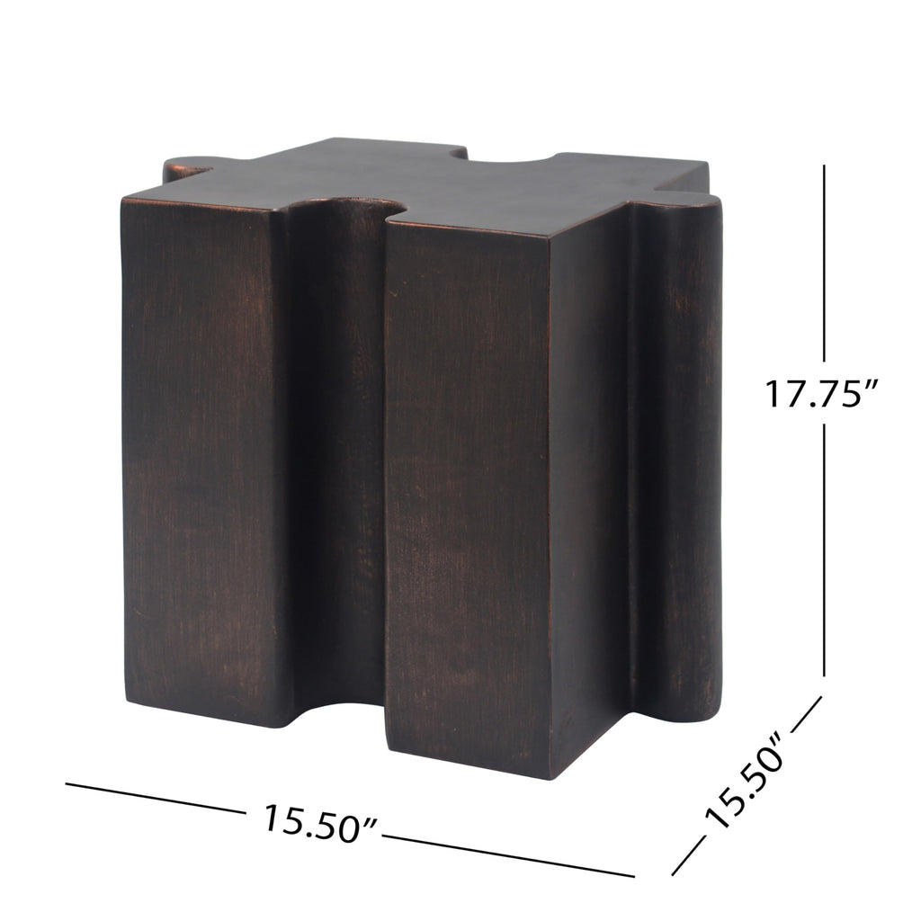 Christopher Knight Home Daton 3 Piece Interlocking Outdoor Side Table Set, Modular Lightweight Concrete Coffee Table, Convertible MGO End Table for Indoor&Outdoor, Design for Creative Set Up, Copper