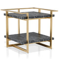24/7 Shop at Home Daphne Modern Open-Shelf Rectangle Faux Marble 27 in. End Table with Metal Frame for Living Room, Bedroom, Home Office, Gold and Black