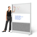 Stand Up Desk Store Workflow Wide Modular Wall | 53'' x 70'' Wall | Expandable Partition Room Divider with Rearrangeable Frosted Acrylic, Sound Absorbent and Whiteboard Panels (Silver Frame)