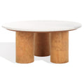 SAFAVIEH Couture Collection Marilynn White Marble/Cork 3-Leg Round Top Coffee Table