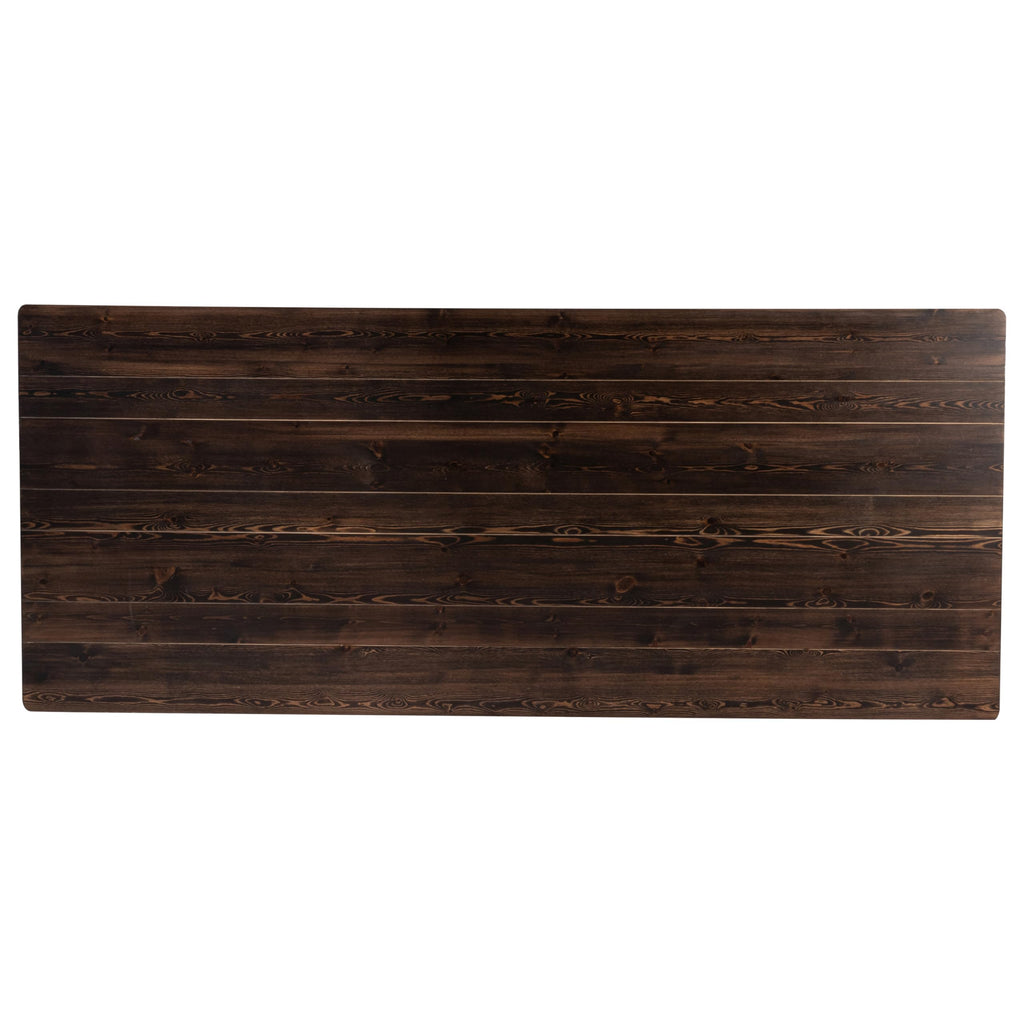 Taylor & Logan Ingles 8' x 40" Rectangular Antique Rustic Mahogany Solid Pine Folding Farm Table