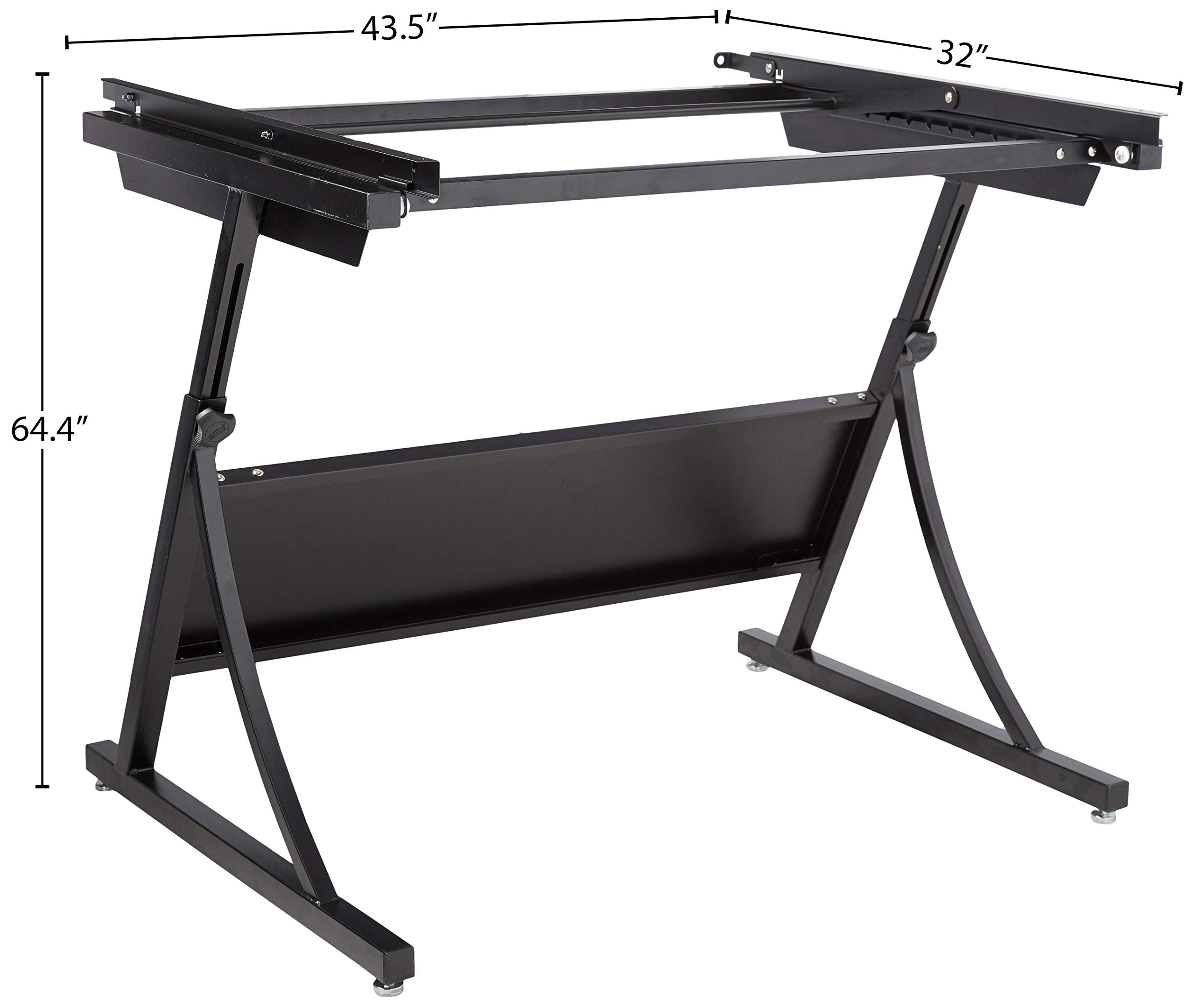 Safco 3957 PlanMaster Height-Adjustable Drafting Table for use with 3948, 3951 Table Top (Sold Separately), Black