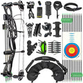 Surwolf Bow Composite Bow Set, 18" - 30" Drawing, 0.0-70 lbs, with All Accessories for Archery Hunting Target Shooting Practice RTH (Black)