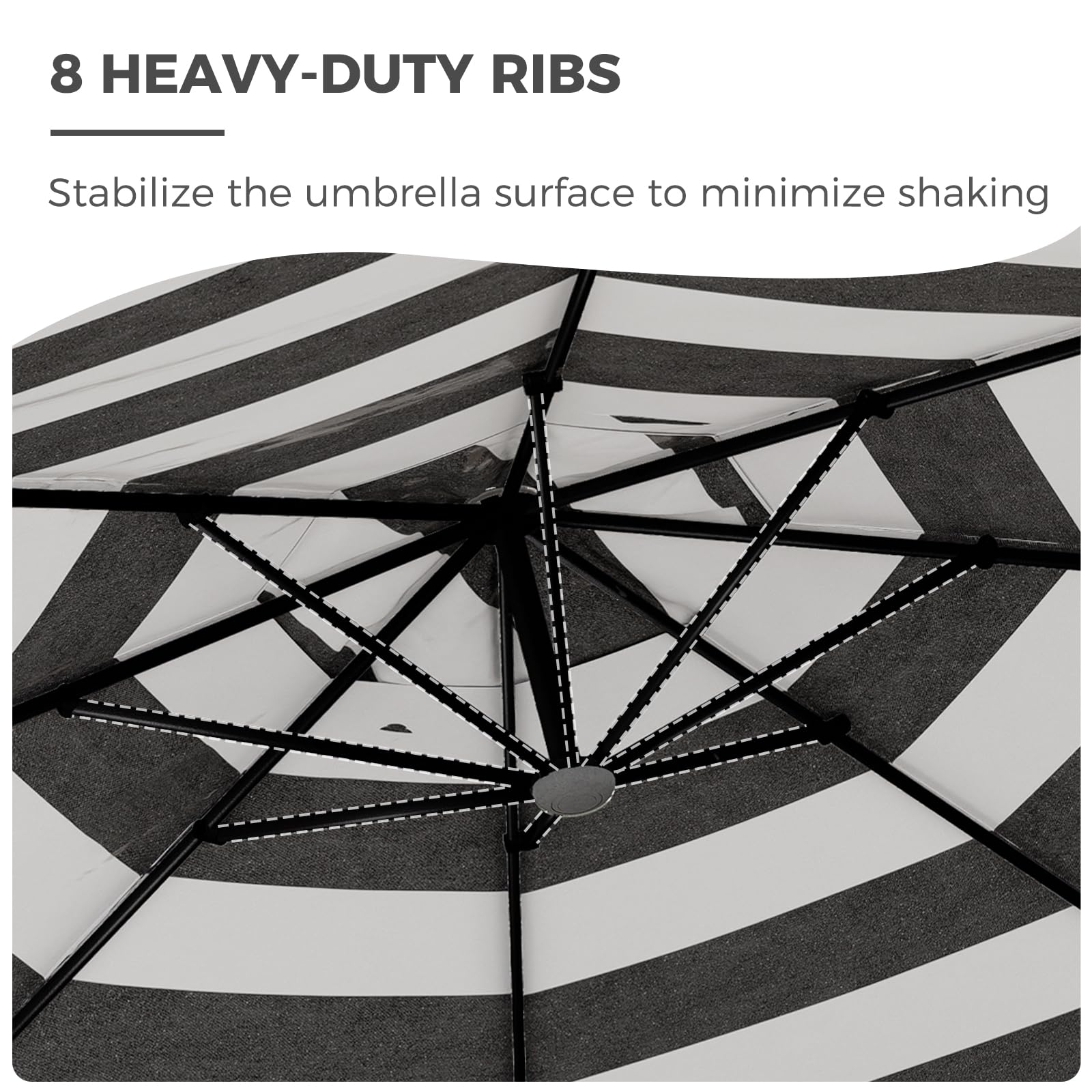 Grand patio 10x10 FT Cantilever Umbrella with Base Outdoor Large Aluminum Square Offset Umbrellas for Deck Pool (Black & White, 10x10 FT)