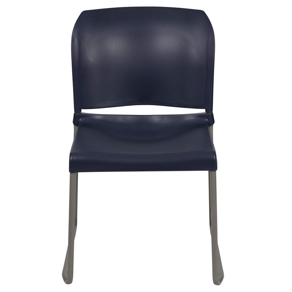 Flash Furniture Hercules Series Contoured Stacking Chairs for Waiting Rooms and Offices, Ergonomic Lobby Chairs with Curved Back, Set of 5, Navy