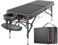 CLORIS 84" Professional Massage Table Portable Reinforced Aluminium Leg Hold Up to 1100LBS 2 Folding Lightweight Spa Salon Tattoo Massage Bed Height Adjustable with Carrying Bag Black
