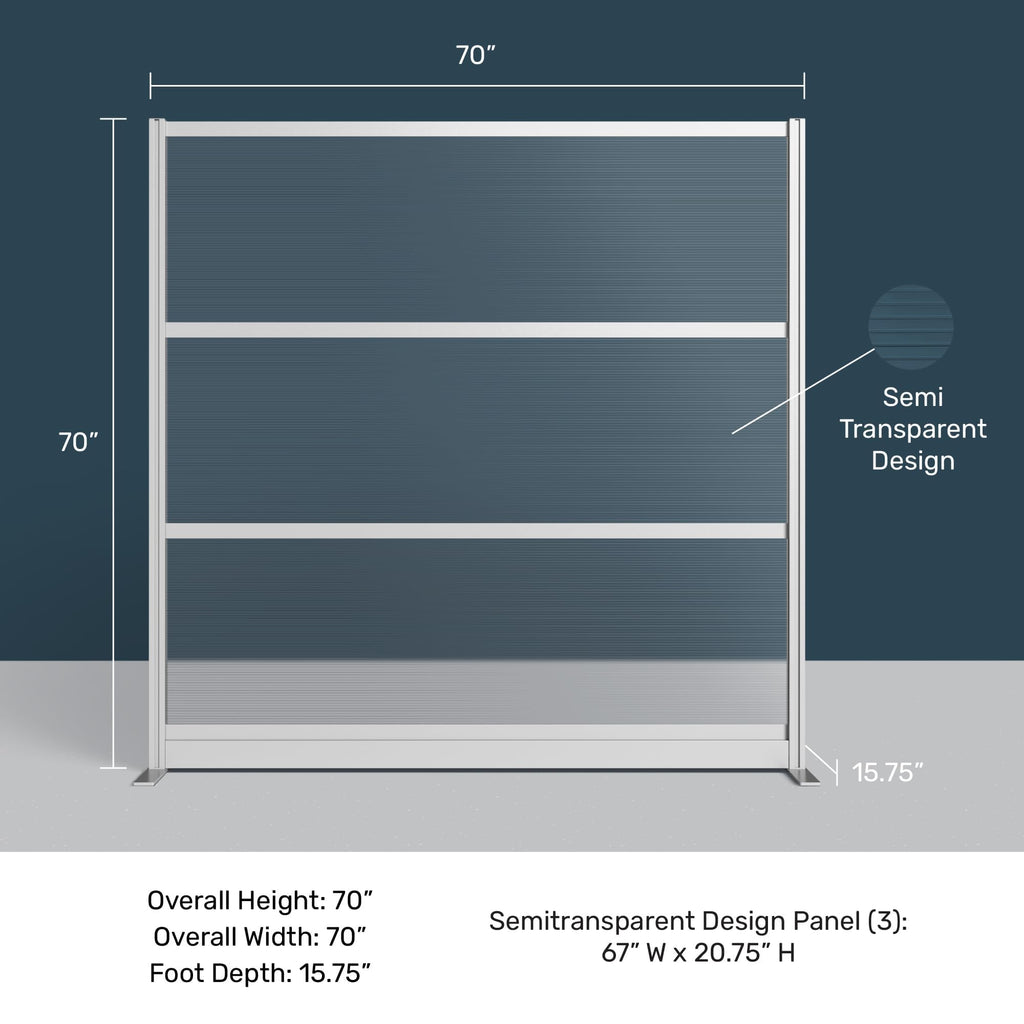 Stand Up Desk Store Aesthetic Modular Room Divider Wall | 70" W x 70" H Office Partition Walls & Cubicle Wall Dividers | Lightweight, Durable, Translucent Partition Wall Divider for Workspaces