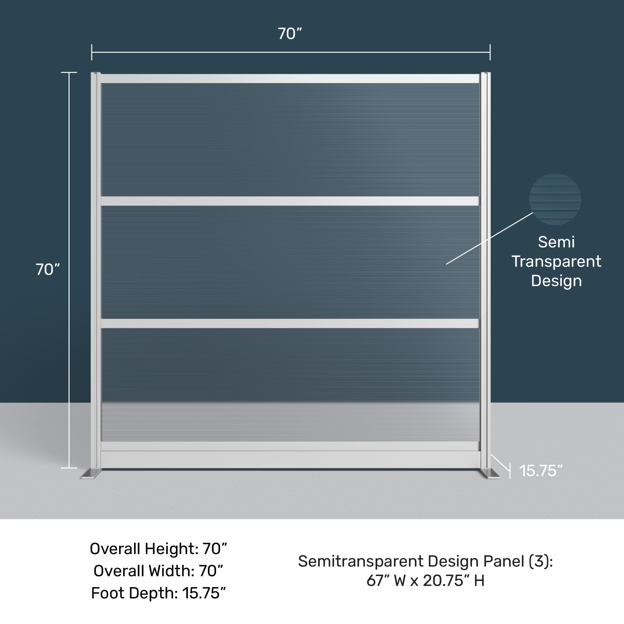 Stand Up Desk Store Aesthetic Modular Room Divider Wall | 70" W x 70" H Office Partition Walls & Cubicle Wall Dividers | Lightweight, Durable, Translucent Partition Wall Divider for Workspaces