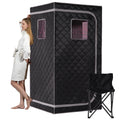 Smartmak Portable Infrared Sauna Box with 660nm Red Light Therapy Lamp for Home, Personal Indoor Full Body Dry Sauna Spa Tent, Relax Saunas with 6 Heaters, Heated Foot Pad, Remote, Chair, Greyborder