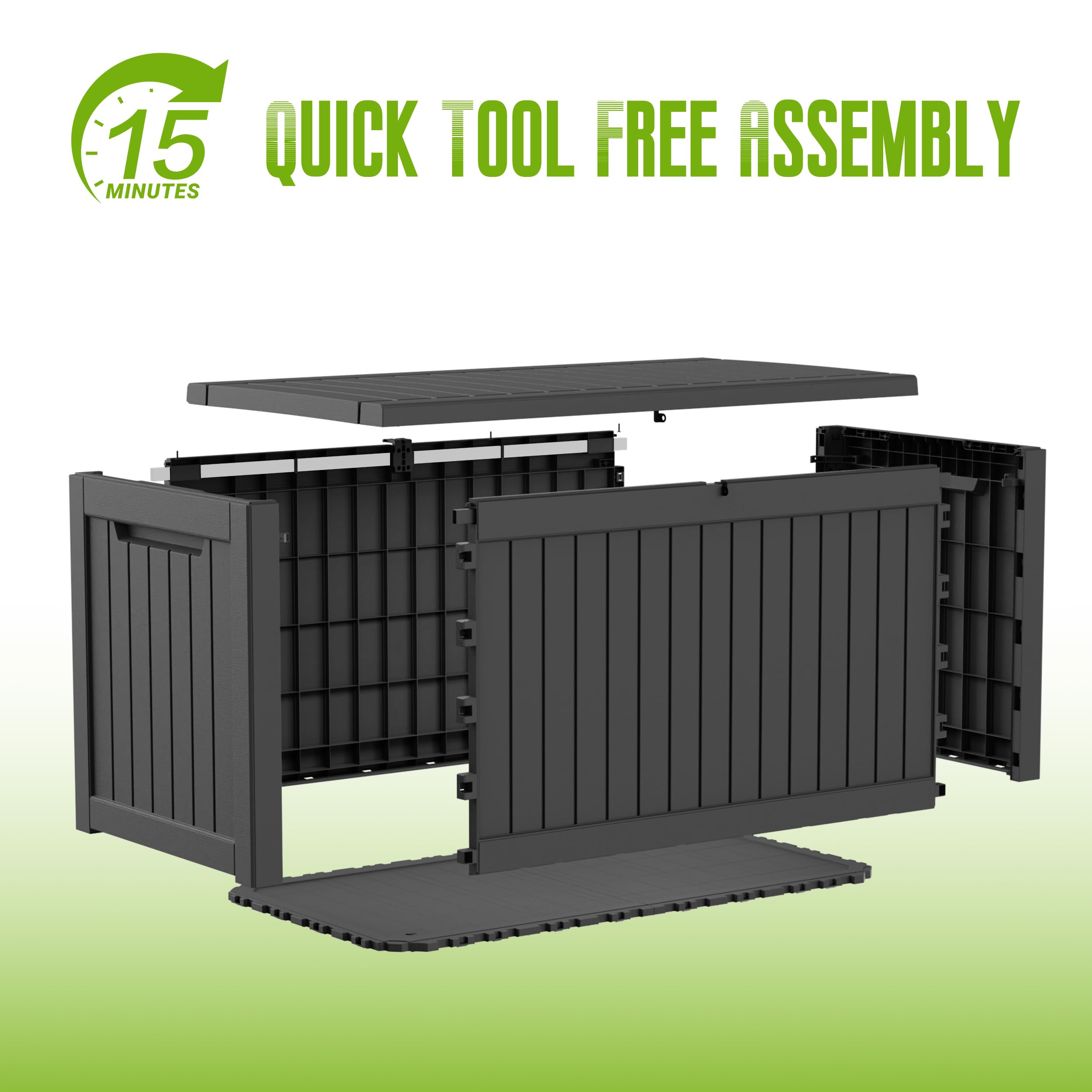 DRATO 280 Gallon Deck Boxes Outdoor Waterproof, Resin Large Lockable Storage Box with Lid, Outdoor Storage Bench Patio Cushions Furniture, Garden Tools, Pool Accessories(Black, 280 Gallon)