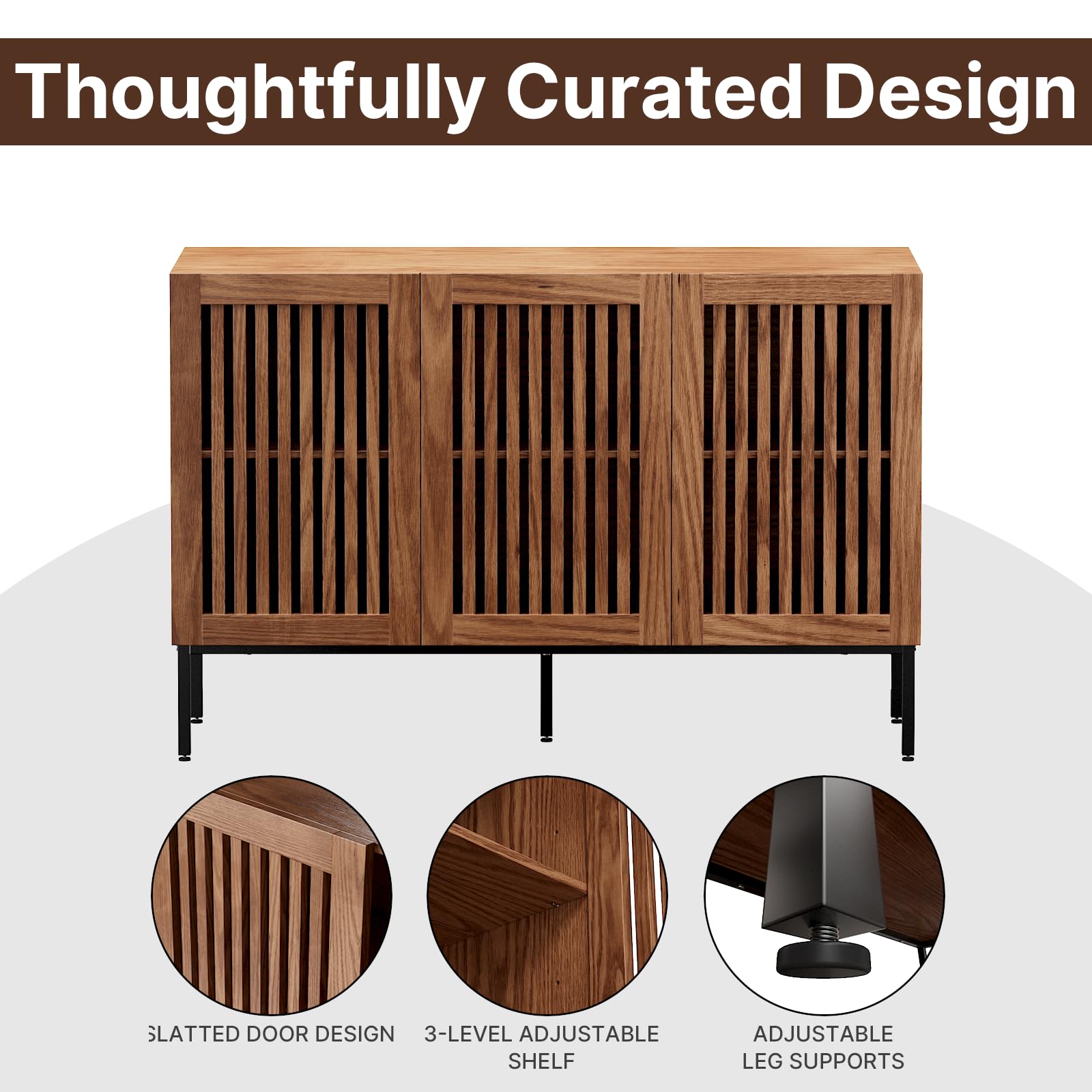 BVIUNTWO Set of 2,3 Door Accent Storage Cabinet with Doors and Adjustable Shelf,Freestanding Buffet Cabinet,Modern Sideboard Buffet Cabinet for Living Room,Dining Room,Kitchen,Hallway