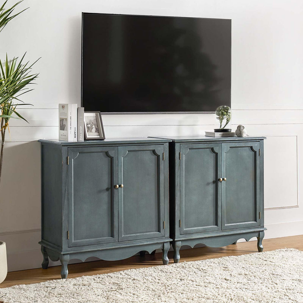 HULALA HOME Antique Accent Cabinet with 2 Doors, Buffet Cabinet with Storage, 2 Shelves Sideboard for Kitchen, Living Room, Blue