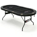 RAYKEEP 10 Player Poker Table Foldable, 84" Folding Blackjack Texas Holdem Table, Portable Casino Leisure Card Board Game Table with Cup Holders and Padded Rails for Game Room (Black)
