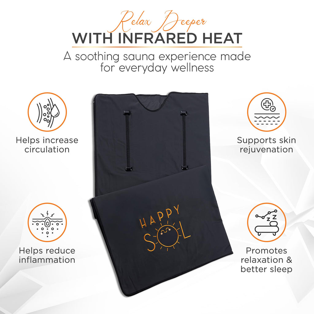 Happy Sol Far Infrared Sauna Blanket for Home, Portable Infrared Sauna Blanket for Therapy, Convenient Arm Holes, Sauna Blanket for Detox, Suitable for Relaxation and Exercise Recovery, Very Low EMF